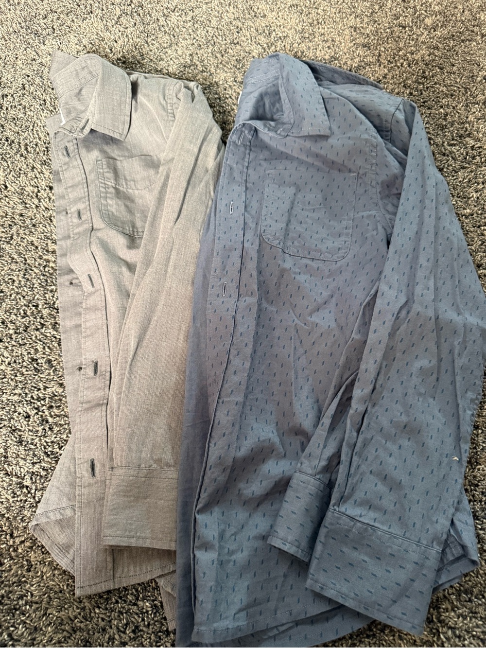 Old Navy Boys Button-Down Shirts - Light Gray and Light Blue